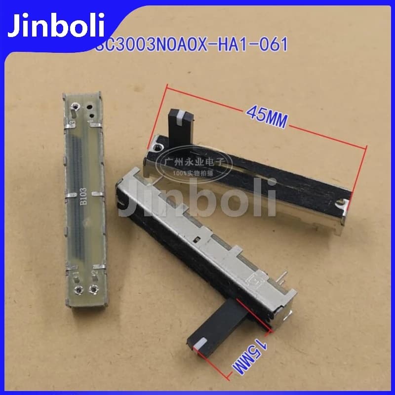 2PCS SC3043N 45MM Straight Slide Potentiometer Resistor B10K With Midpoint Single 3Pins Mixer Fader B103 10K Handle Length 15MM