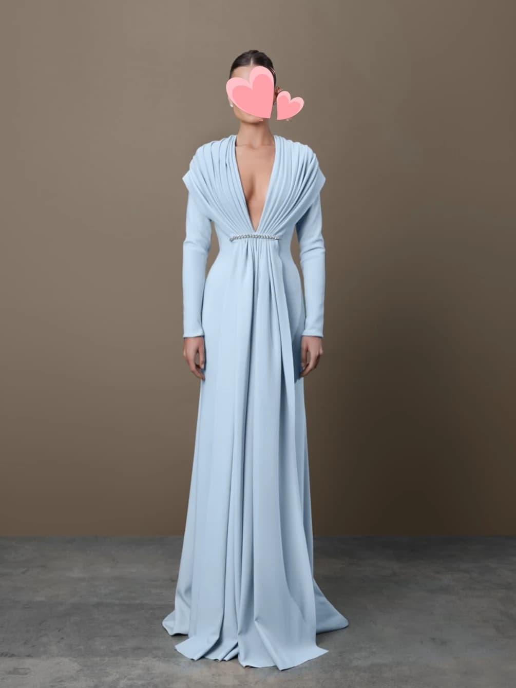 Oisslec Prom Dress Elegant Vintage Sweet Blue Crystal Ruffle V-Neck Customized Formal Occasion Prom Dress Evening Party Gowns