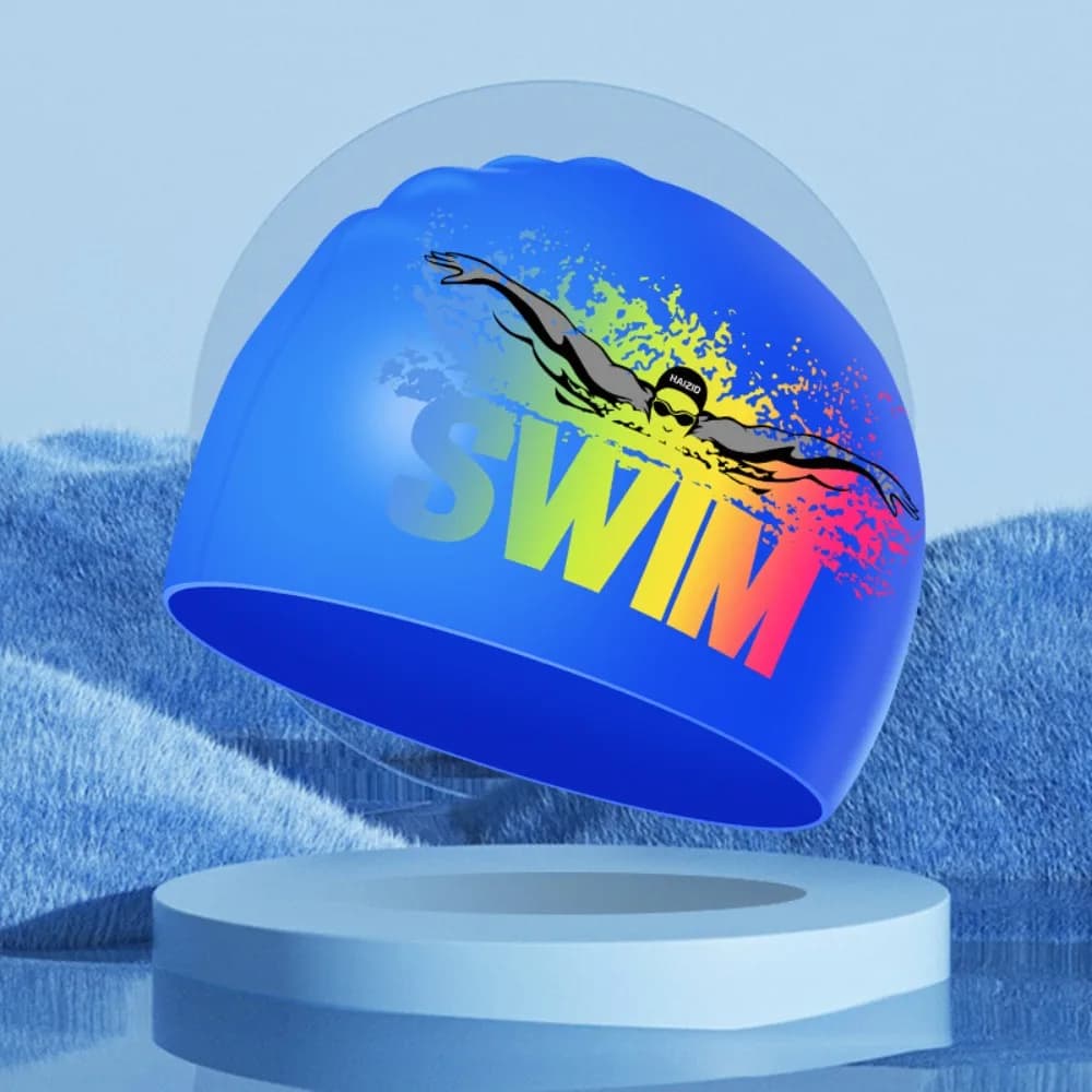 Durable Bathing Caps Ears Protect Silicone Long Hair Silicone Swimming Hat Letter Swim Cap Elastic Diving Hat Swimming Caps