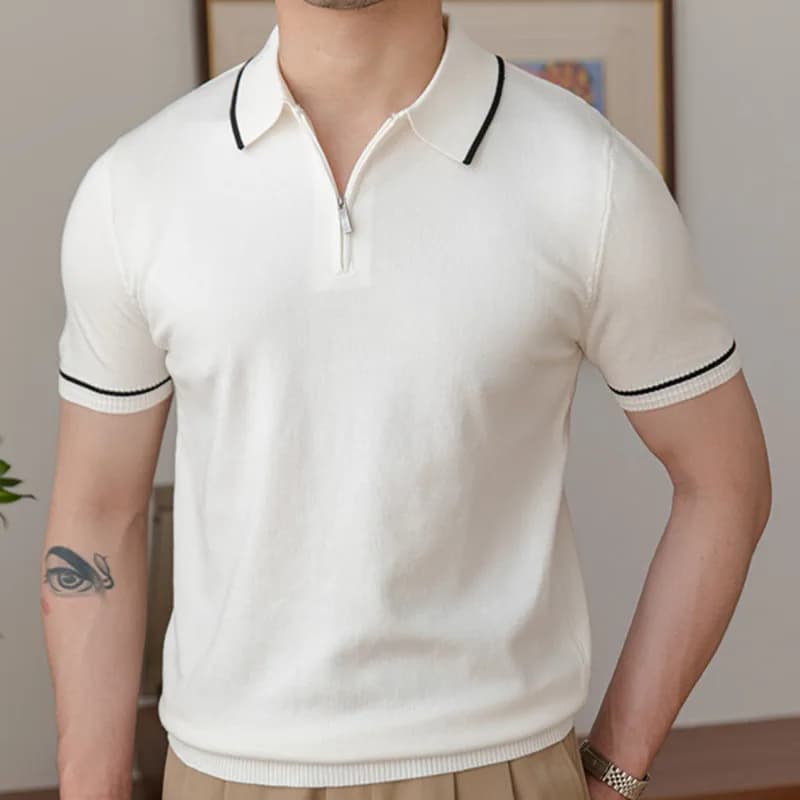 2023 Summer Men Short Sleeve Polo Shirts Casual  Lapel Splicing T-shirts High Quality Contrast Color Tee Tops Business Men