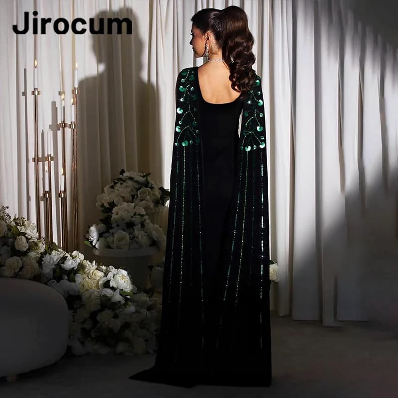 Jirocum Elegant Mermaid Prom Dress Green Beaded Sequin Sweet Party Evening Gown Customized Floor Length Formal Occasion Dresses