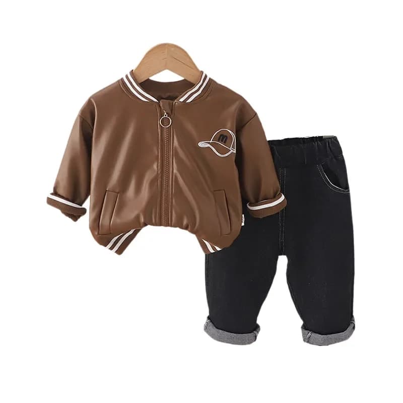 2PCS Baby Boy Boutique Clothing Sets 2024 Autumn Fashion Long Sleeve Zipper Jackets Coats and Pants Suits for Kids Boys Outfits