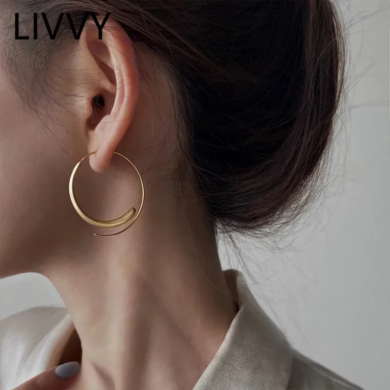 LIVVY New Fashion Korean Circular Smooth Earrings For Women Simple Trendy  Exaggeration Charm Jewelry Party Gifts