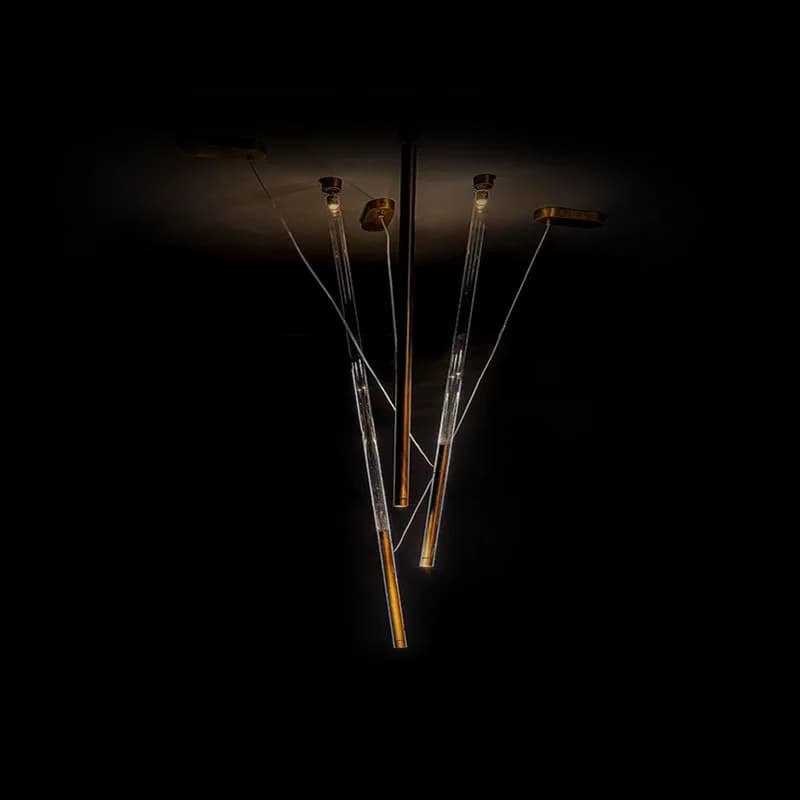 American Style Pendant Long Strip Light Nordic LED Luxury Lighting Bronze Color Lighting Fixture for Living Room Art Decor