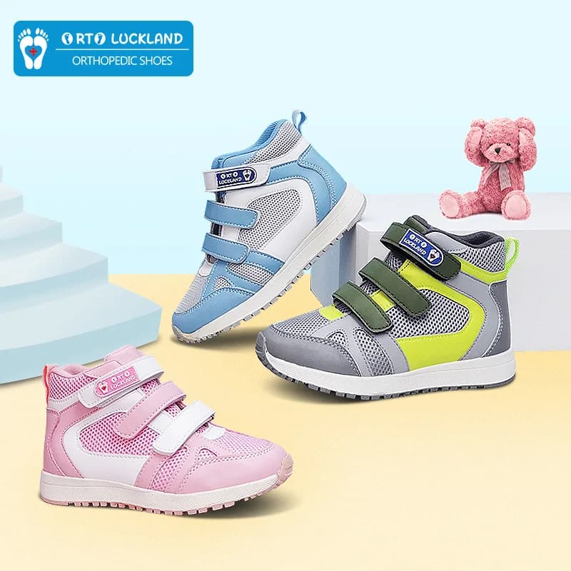 Ortoluckland Children Sneakers Girls Boys Solid Sporty Orthopedic Shoes Tipsietoes Flatfoot Booties For Kids Toddlers