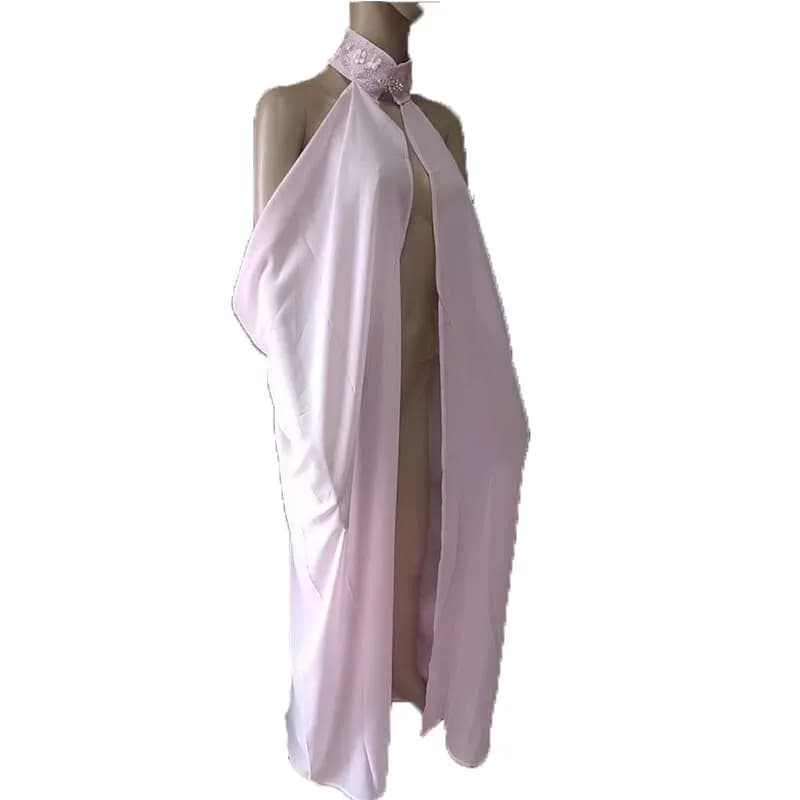 Women Halloween Halter Ponchos Chiffon Thin Cape Stage Costumes Party Lady Elegant Solid Medieval Retro Fashion Long Coats