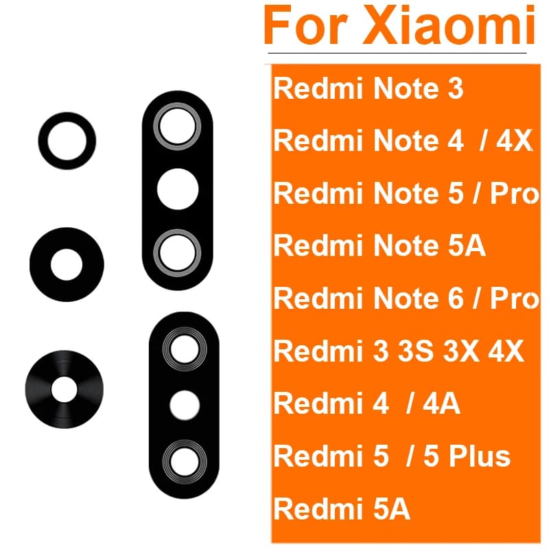 Back Camera Lens For Xiaomi Redmi 3 4 5 3x 4x 4A 5A 5Plus Note 3 4 5 6 4X 5A 5 6 Pro Rear Clear Glass Lens Cover Sticker Glue 