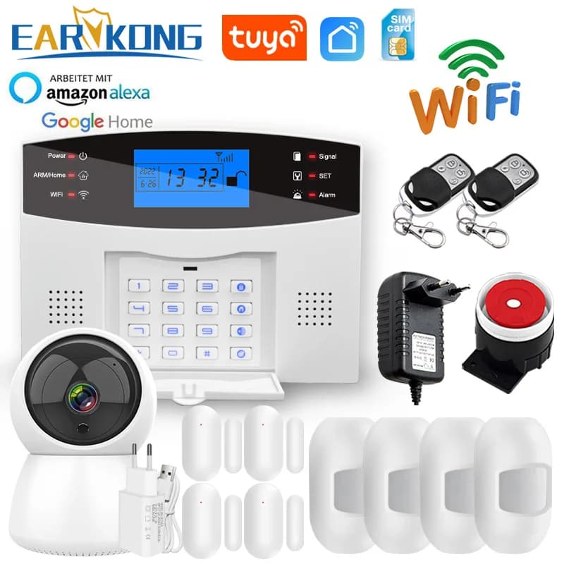 Wired & Wireless WiFi GSM Home Burglar Security Alarm System 433MHz Host Spanish French English Russian Italian Tuya Smart APP