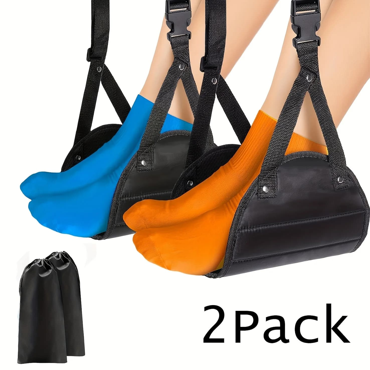 2Pcs Airplane Foot Hammock, Foot Rest, Airplane Travel Footrest, Flight Leg Hammock Hanger Sling, Portable Travel Accessories