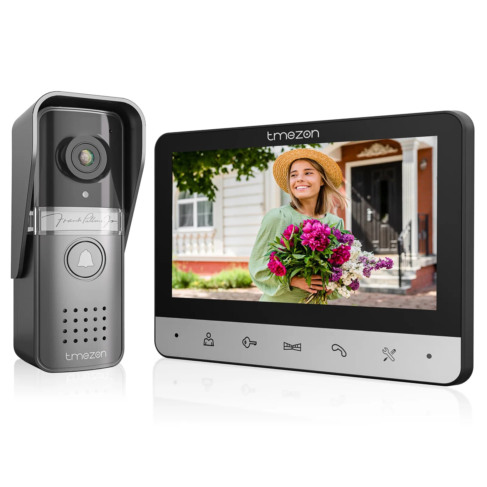 TMEZON Video Doorphone 4-Wire,Intercom with Doorbell, Doorphone with Camera,7" Color Display, 120° Wide View Camera