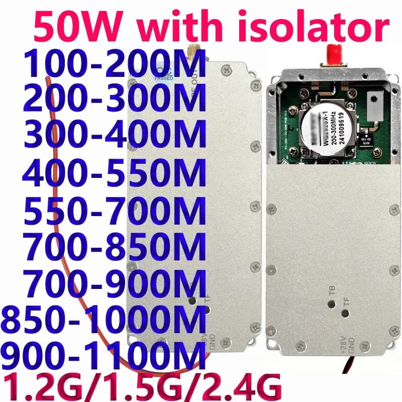 50W low frequency RF module power amplifier with isolator 100-400MHZ200-450MHZ300-400MHZ400-700MHZ550-700MHZ900-1100M850-1000MHZ