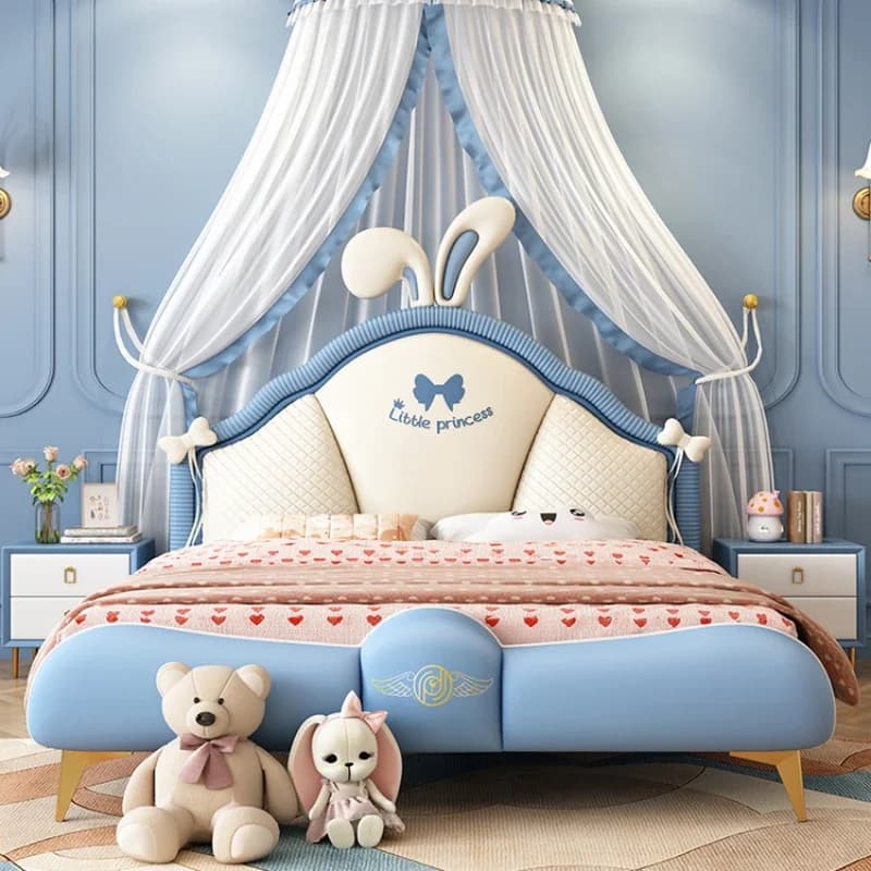 Princess Pretty Luxury Double Bed Frame Girls Modern Comferter Loft Bed Children Kids Cama Infantil Bedroom Set Furniture Queen