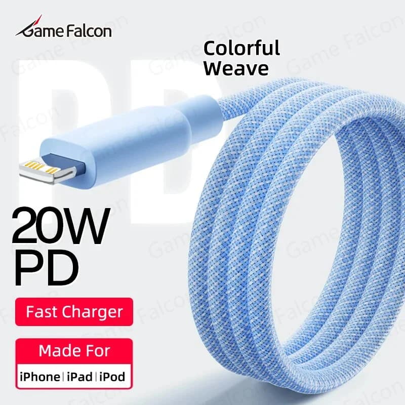PD 20W Colorful Weave USB Cable For iPhone 14 13 11 12 Pro Max 7 8 X Fast Charging For iPad Phone Charger Date Cable Accessories