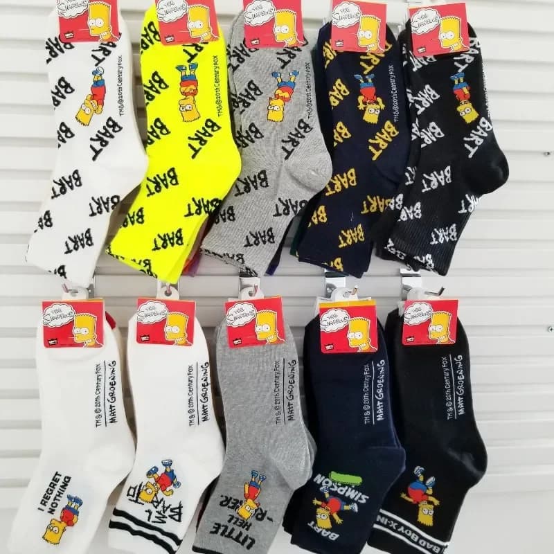 Ladies Happy Socks Men and Women Cartoon Simpson Socks Set with Homer Simpson and Bart Simpson Harajuku