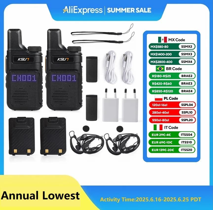 KSUT M6 Handheld PMR446 FRS Walkie Talkie 2pcs Set Radio Station Transmitter For Kids Wireless Device Two Way Radio