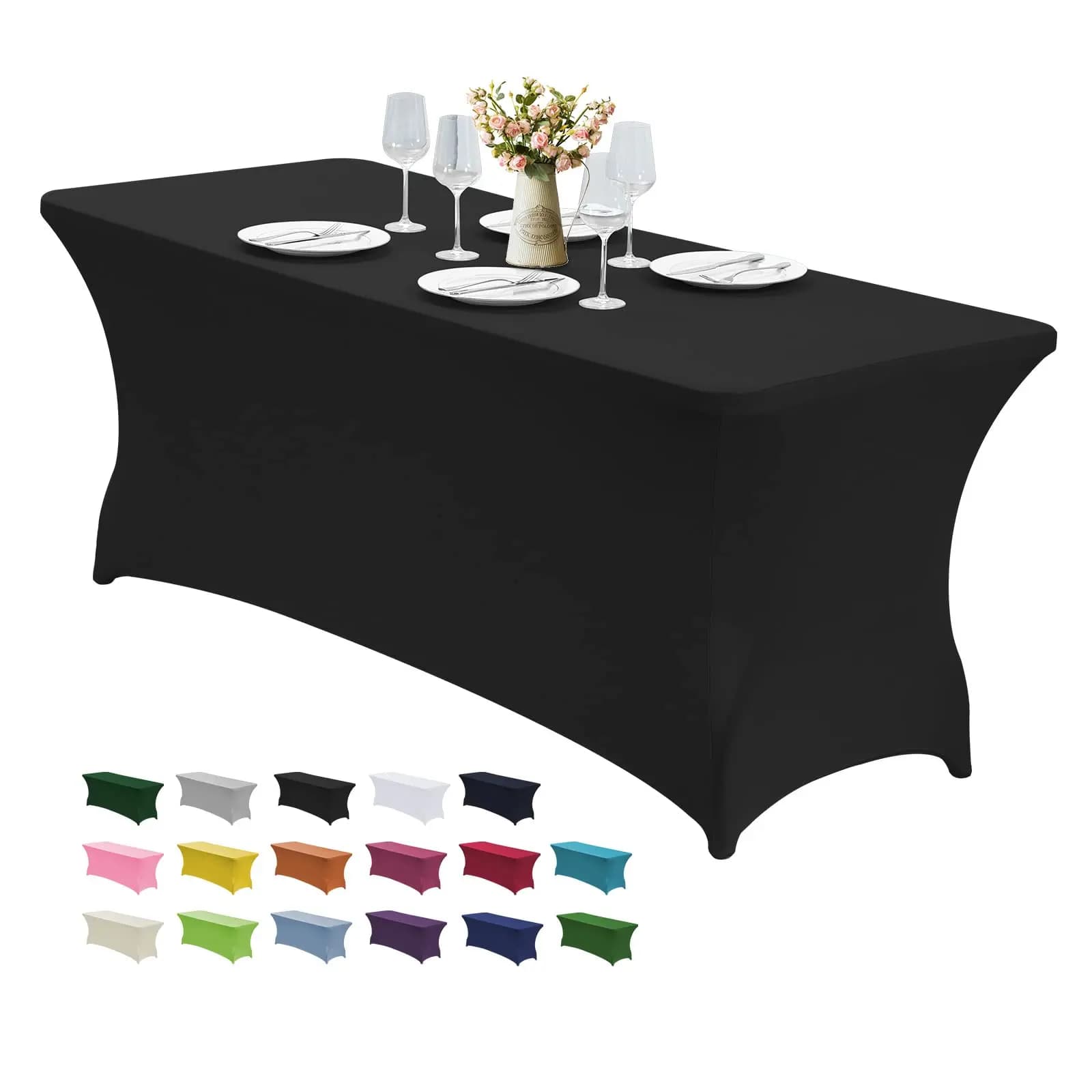 1Pc Spandex Table Cover for 6FT/4FT Table Universal Fitted Stretch Tablecloth for Party, Banquet, Wedding and Events