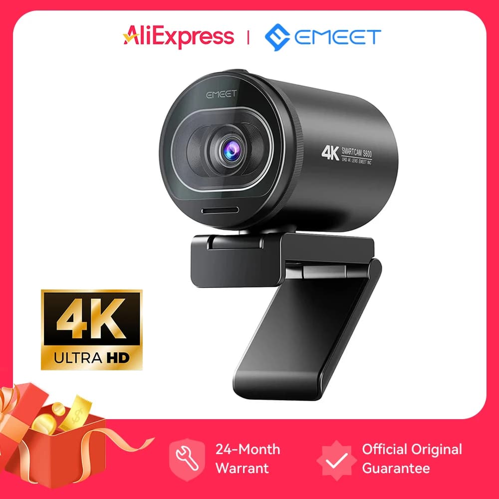 Webcam 4K Streaming Web Camera 1080P 60FPS USB Camera EMEET S600 Autofocus Living Stream Camera With Mics for Tiktok/YouTube