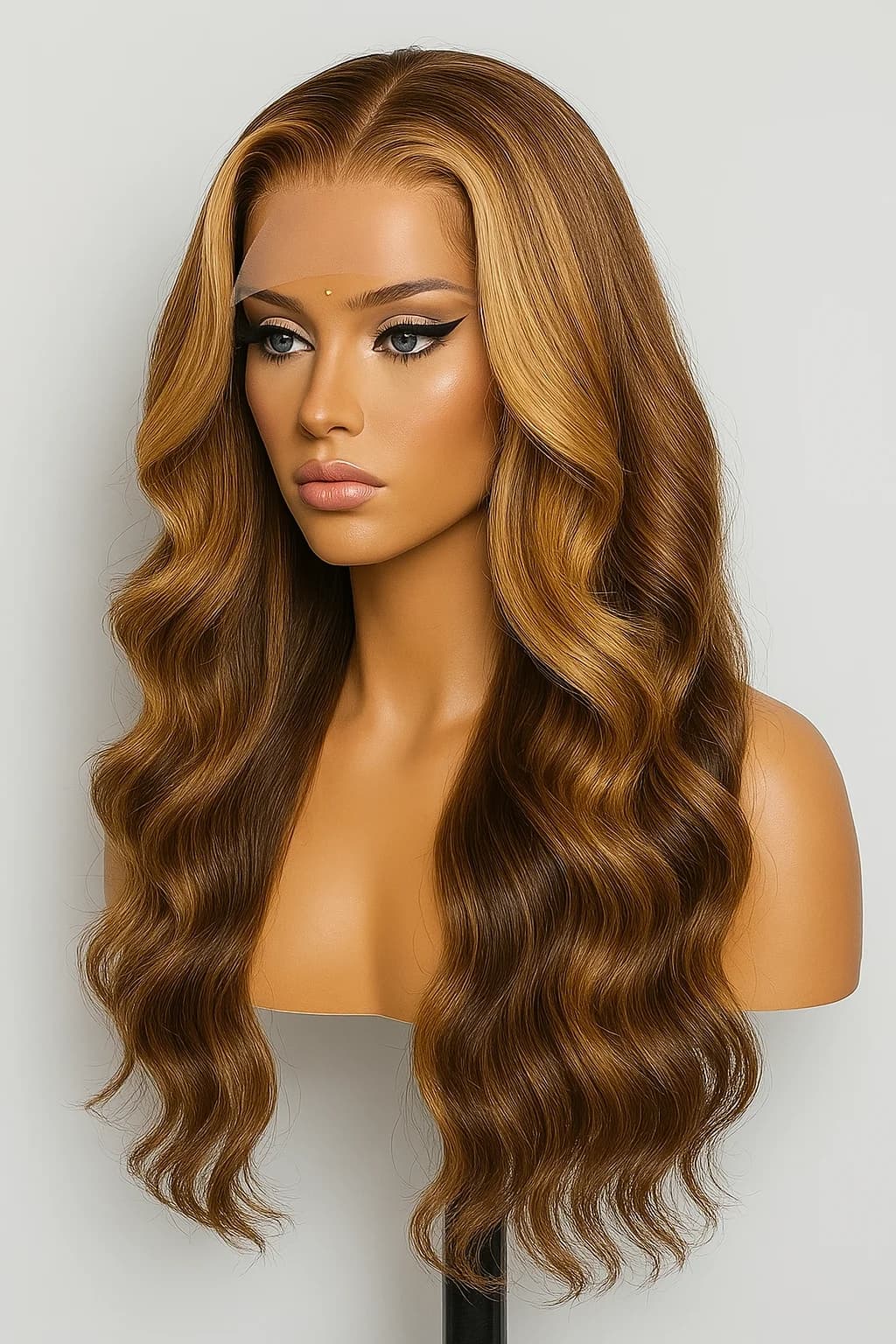 30 Inch Honey Blonde Ombre 13X4 HD Lace Front Wig Human Hair Highlight Body Wave Lace Frontal Wigs Pre Plucked 4/27 Colored