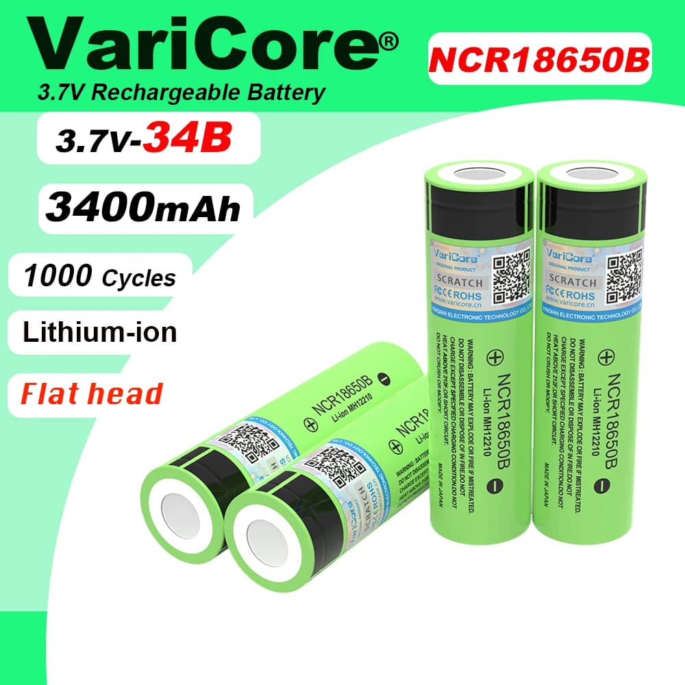 New Original NCR18650B 3.7v 3400mAh 18650 Lithium Rechargeable Battery 4.2v For Flashlight Energy storage batteries