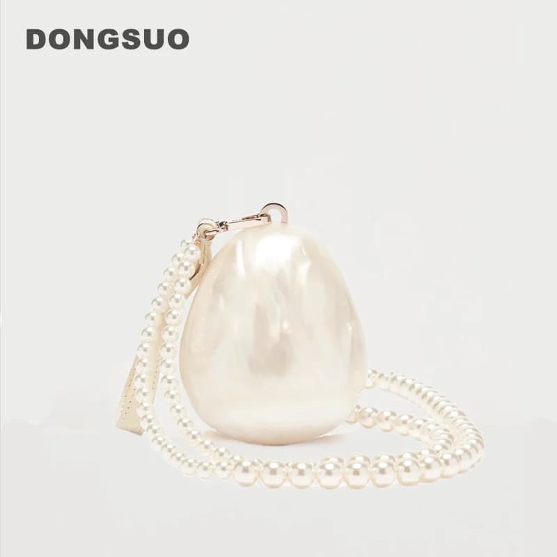 Women Acrylic mini egg bag cute pearl Evening Clutch Bag with beaded strap For Wedding Party Luxury purse And Handbag Designer