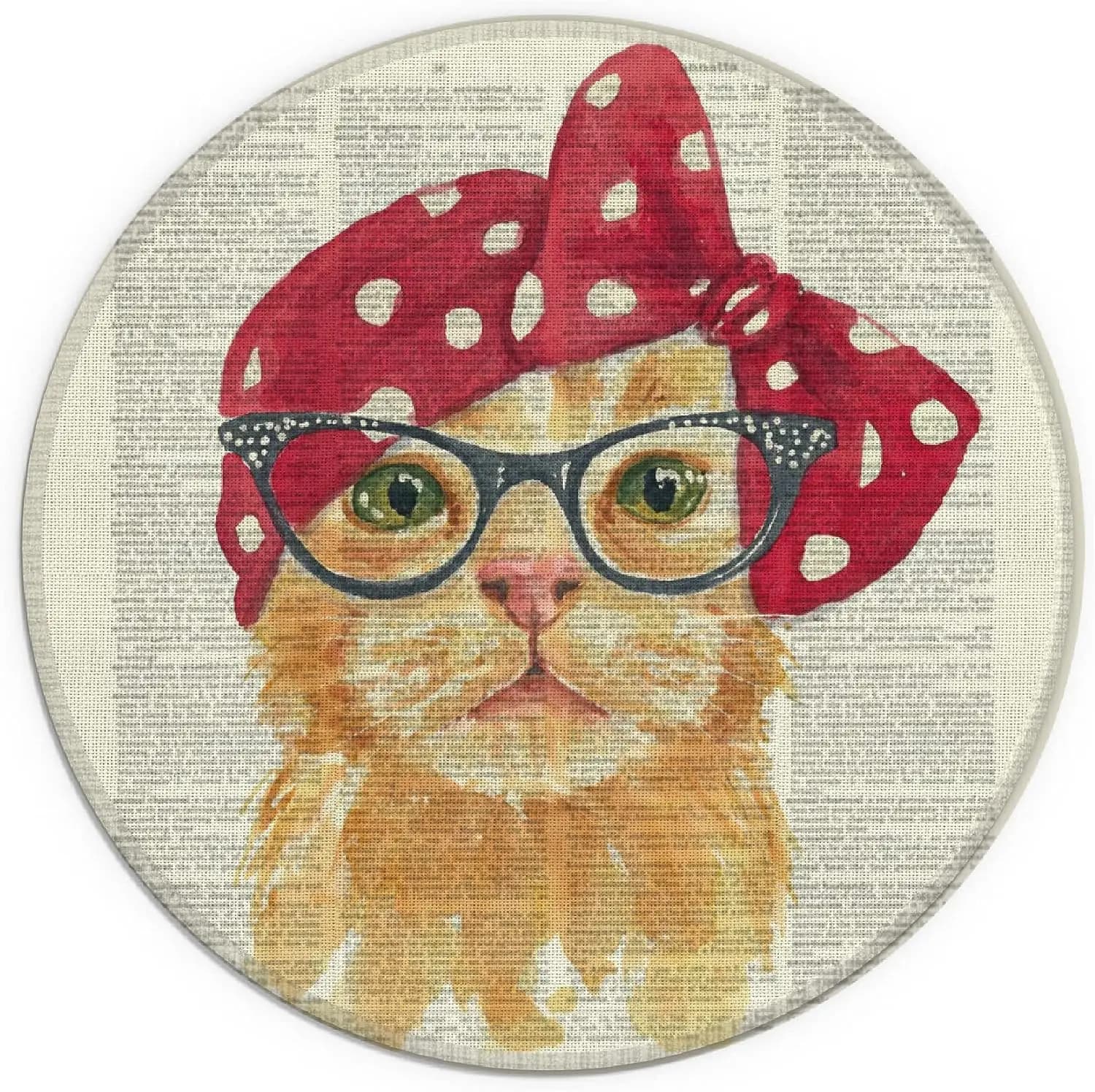 Funny Tabby Cat with Bandana Gaming Mouse Pad Non-Slip Rubber Mouse Pad Waterproof Mouse Mat for Office Computer 7.9" x 7.9"