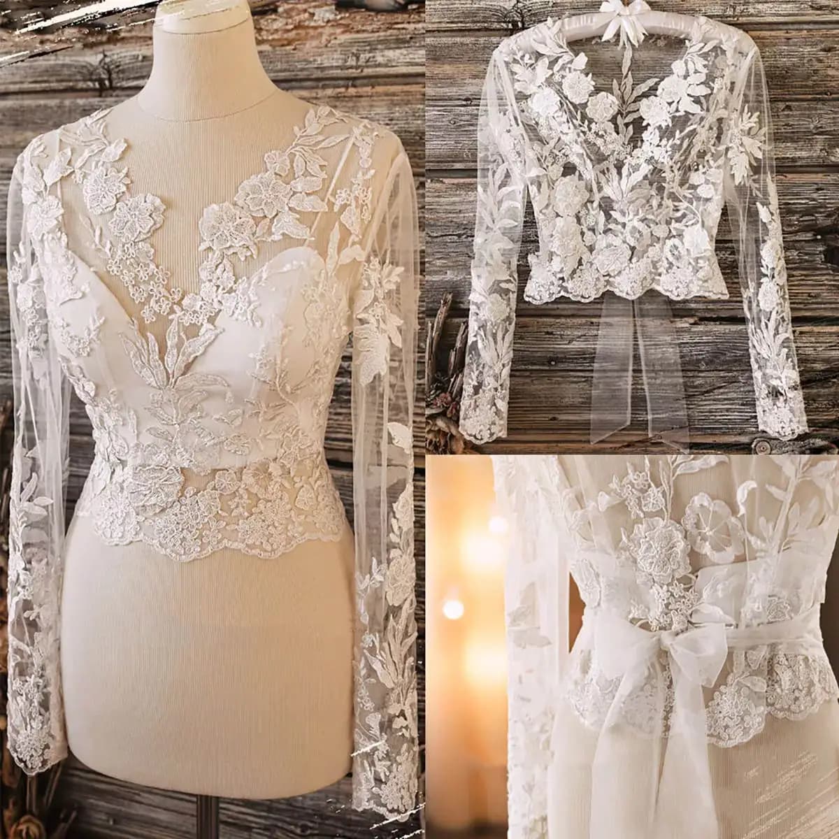 Elegant Wedding Cape Appliques Lace Bridal Jacket Long Sleeveless Wraps White Ivory Accessories Jackets Customized