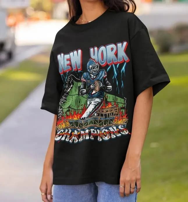 New York Football T Shirt | New York Graphic Bootleg T Shirt