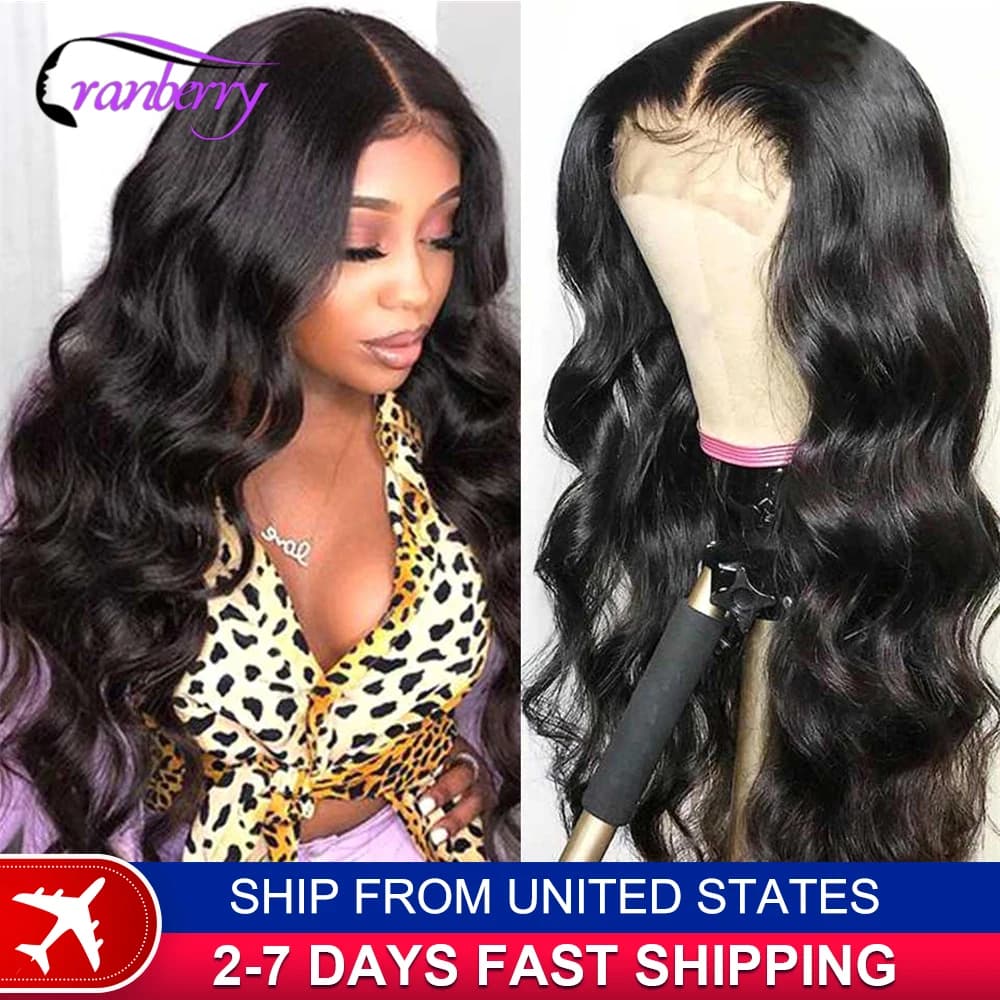 Human Hair Lace Wigs Remy Brazilian Transparent Body Wave 4x4 Lace Closure Wig 180% Density Cranberry Hair 4x4 Lace Front Wig
