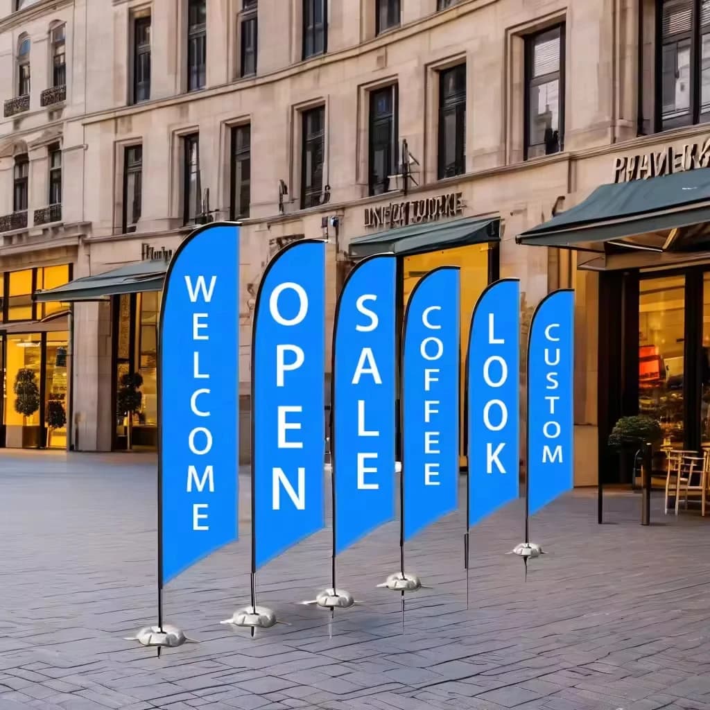 Outdoor Custom Logo Design printing Advertising Beach Flag Feather Flag Teardrop Flags And Banners