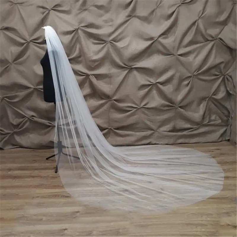 Champagne Wedding Veil, Ivory Simple Wedding Veil, One Layer White Wedding Veil, Simple Tulle Wedding Veil