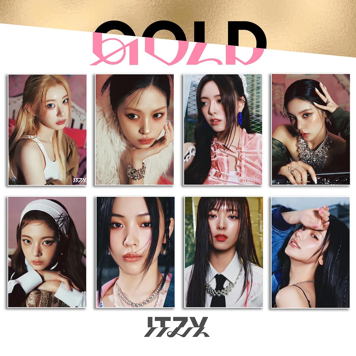 2Pcs/Set Kpop ITZY New Album GOLD Poster High Quality INS Style Self Adhesive Poster Bedroom Wall Stikers RYUJIN YEJI Fans Gifts