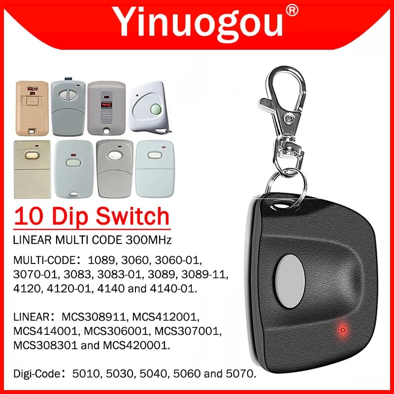 MULTI CODE 3060 3070 3083 3089 4120 4140 1089 LINEAR MCS308911 MCS308301 MCS307001 MCS306001 Garage Door Remote Control 300MHz