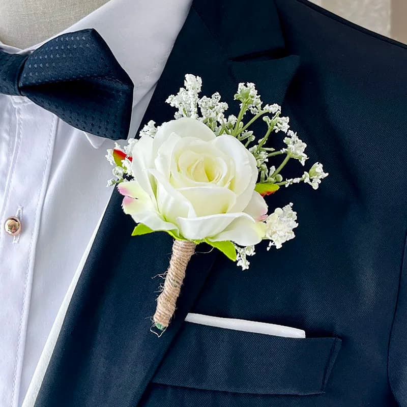 Boutonniere Wedding Buttonhole Flowers Artificial Roses Corsage Bracelet for Bridesmaids Groomsmen Suits Prom Party Accessories