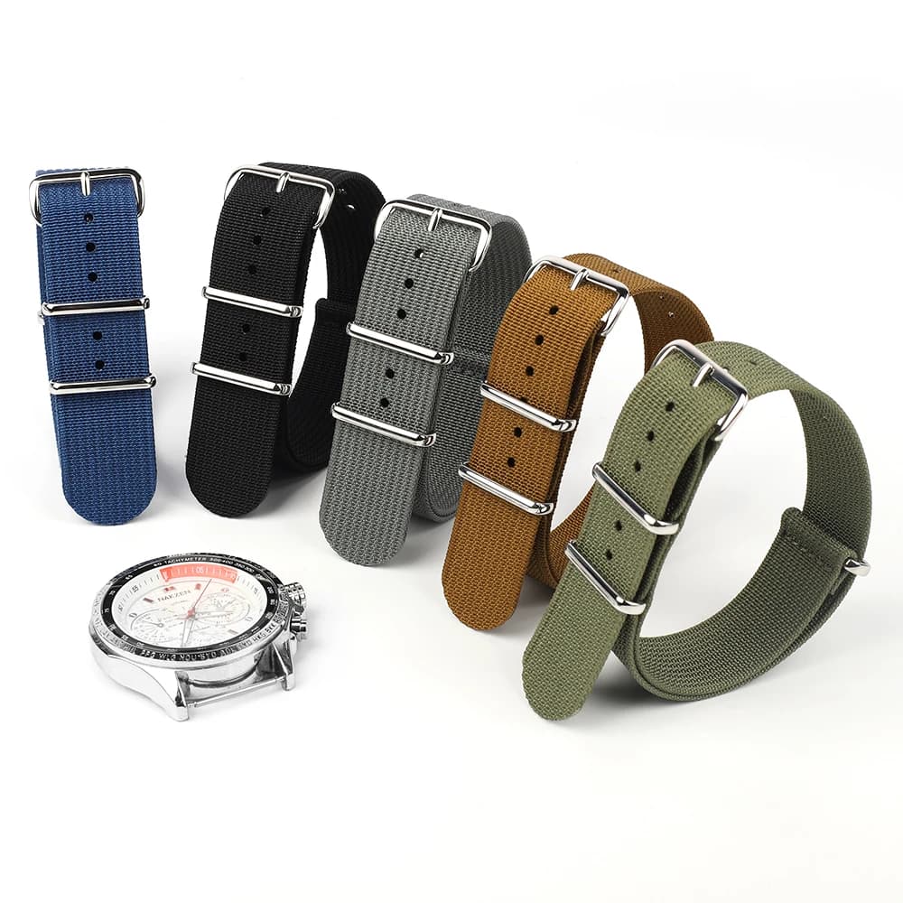 Ribbed Watch Band 20mm 22mm Nylon Watch Strap Replacement for Men Women Braid Watchband Fabric Watch Straps