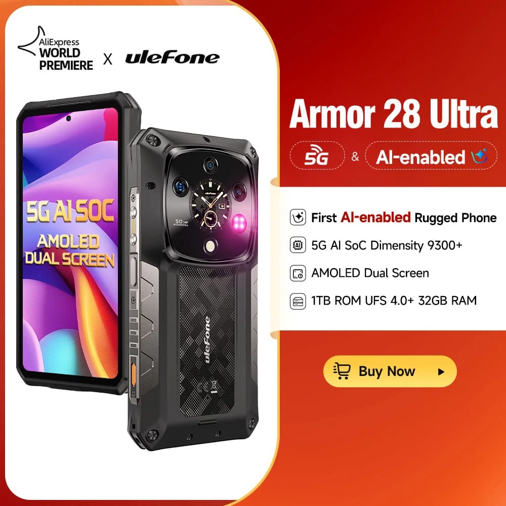 Ulefone Armor 28 Ultra 5G AI Rugged Phone 1TB ROM+32GB RAM Android Smartphone AMOLED 6.67" 10600mAh Mobile phone