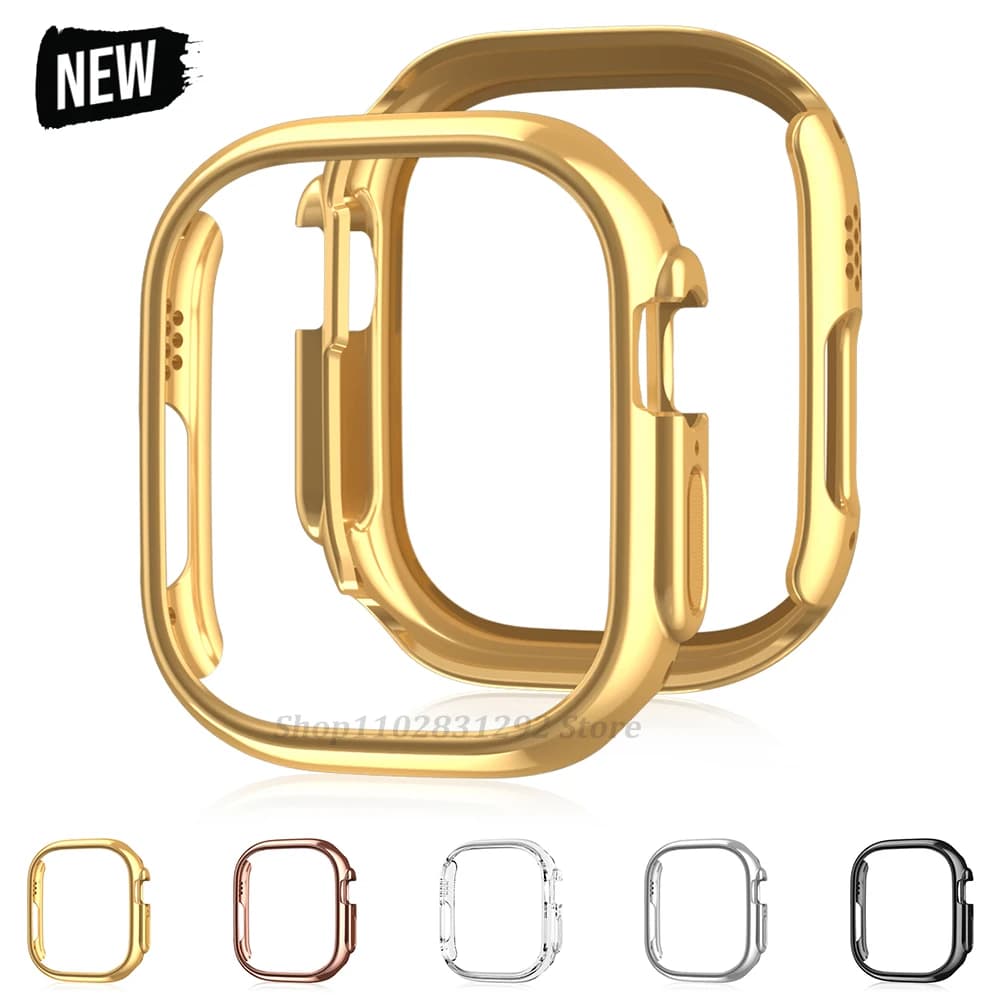 For Apple Watch 45mm 41mm 38mm 42mm 40mm 44mm Plated Skeleton Cover Hard PC Bumper Case Frame for iWatch SE 8 7 6 5 4 3 2 1 Case