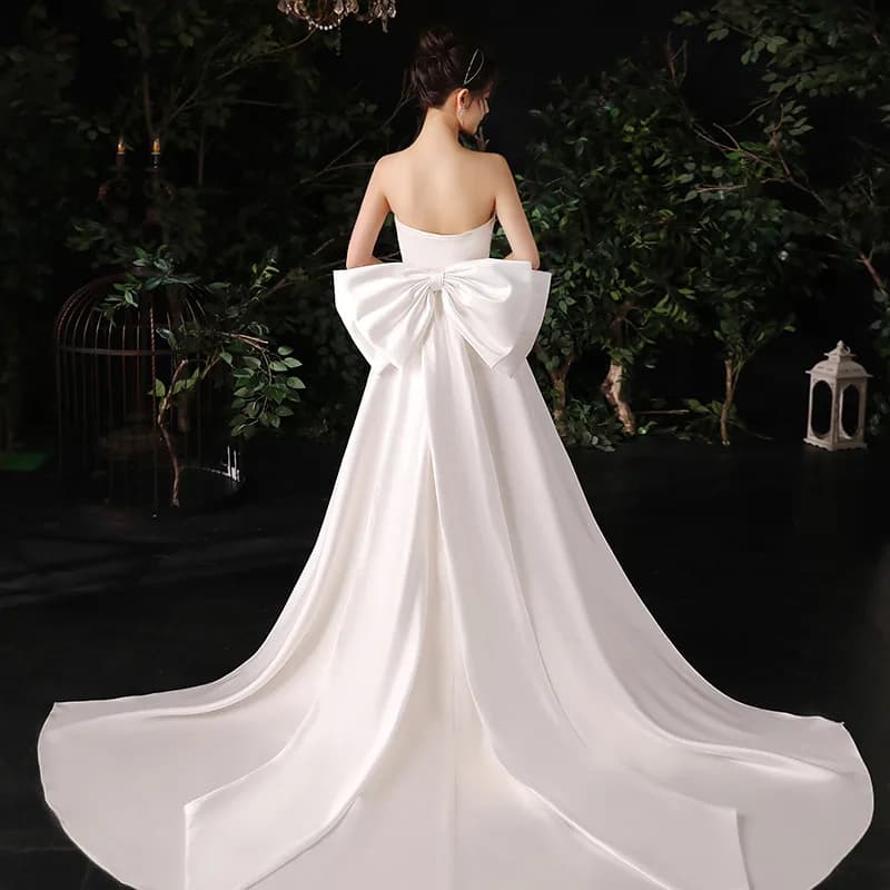 Detachable Bridal Satin Bow For Wedding Dress Seperate Removeable Long Satin Bows Knots