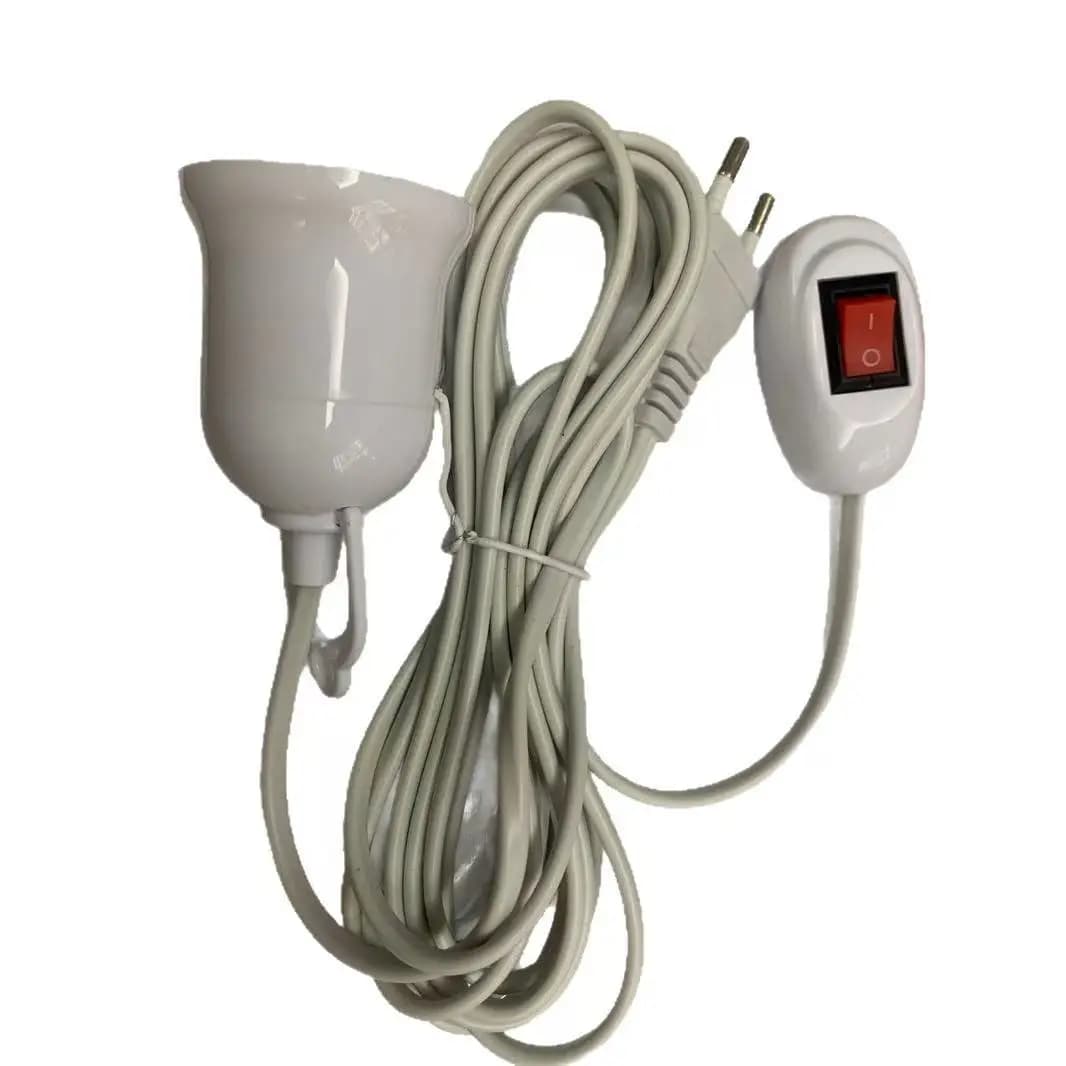 5/10m Lamp Bases Universal With Switch Led Bulb Socket Adapter E27 Screw Lamp Holder Accessories Tools Two Plugs Suspension
