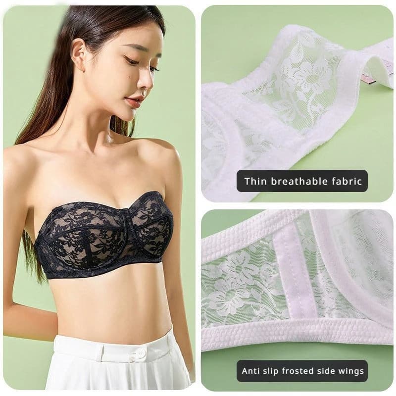New Simple Ultra Thin Bra Plus Size Summer Women's Strapless Lace Lingerie Sexy Invisible Brassiere Ladies Underwear Tube Top