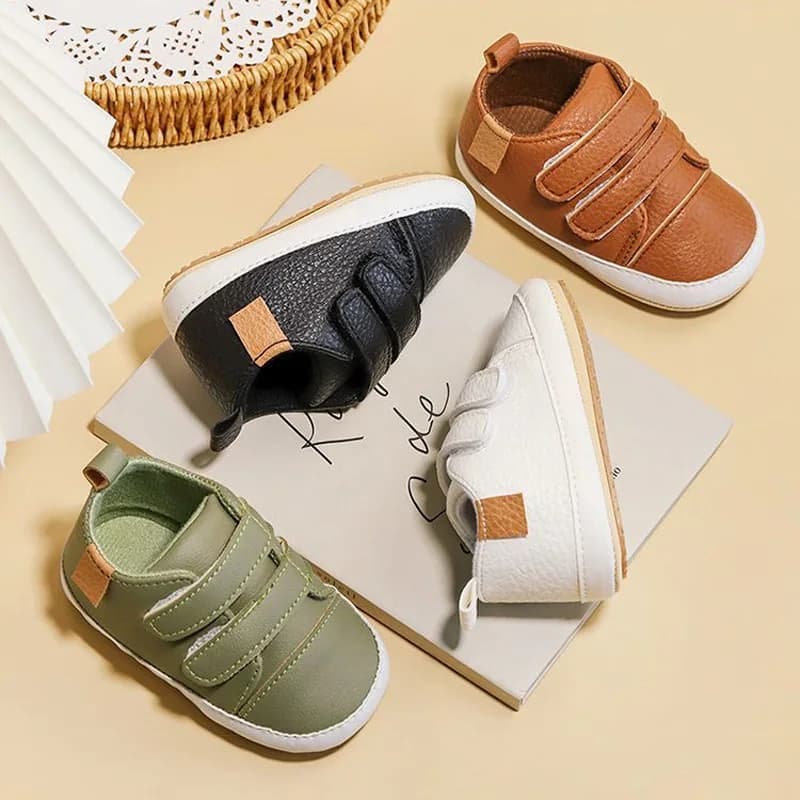 A Pair of Classic Soft and Comfortable Rubber Soled Anti Slip Baby Sports Shoes