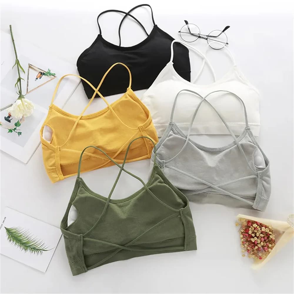 3PCS/Set Sports Bra Women's Cross Shoulder Strap Sports Bra Yoga Navel Top Gym Fitness Tube Top Breathable Beauty Sexy Bra Back