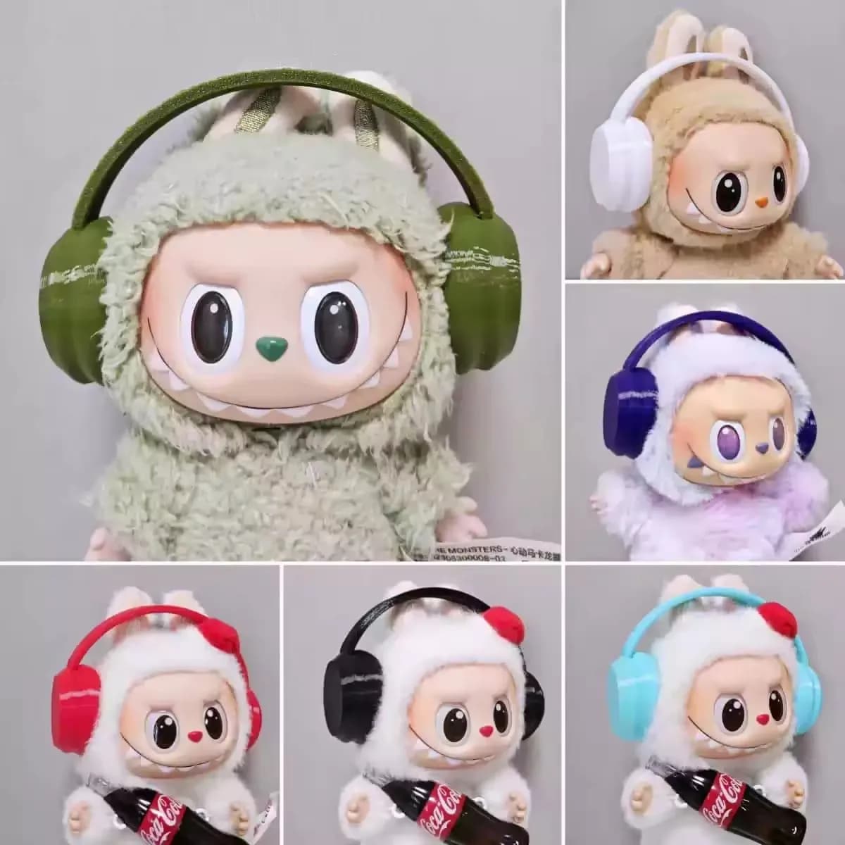 For Labubu 17cm Macaron Color Cotton Doll Earphone Accessories 10cm Fashion Earphones Cute Doll Earphones
