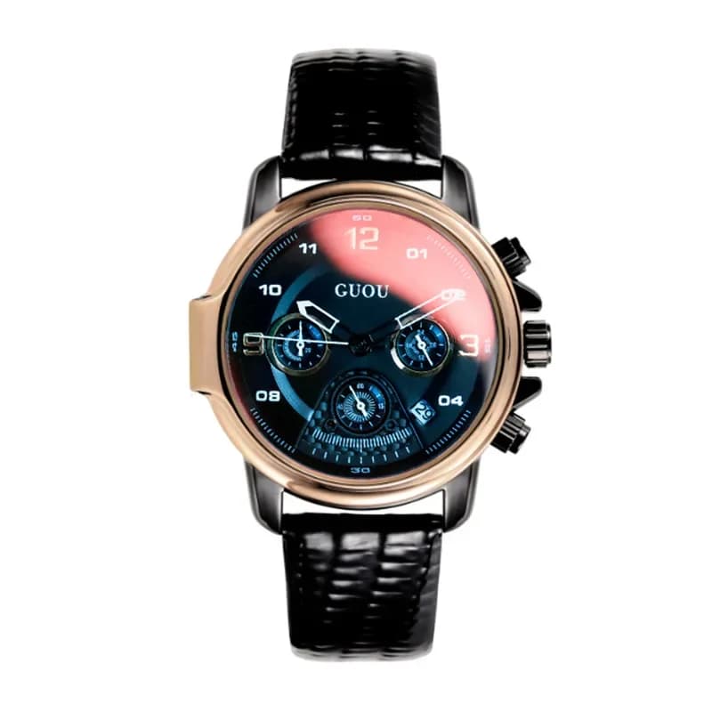GUOU ancient European watch ladies fashion domineering big dial women watch handsome ins senior black steel band watch men