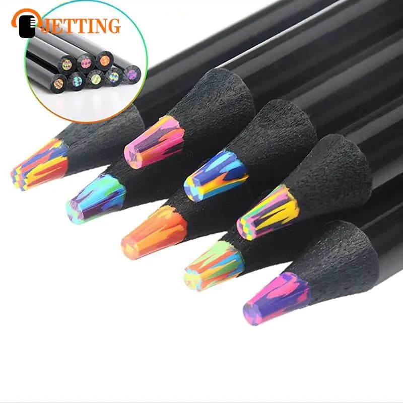 1Pcs Concentric Rainbow Pencil Painting Crayones Kawaii Colour Pencil Set For Kids Drawing Crayons School 12Colors Pencils