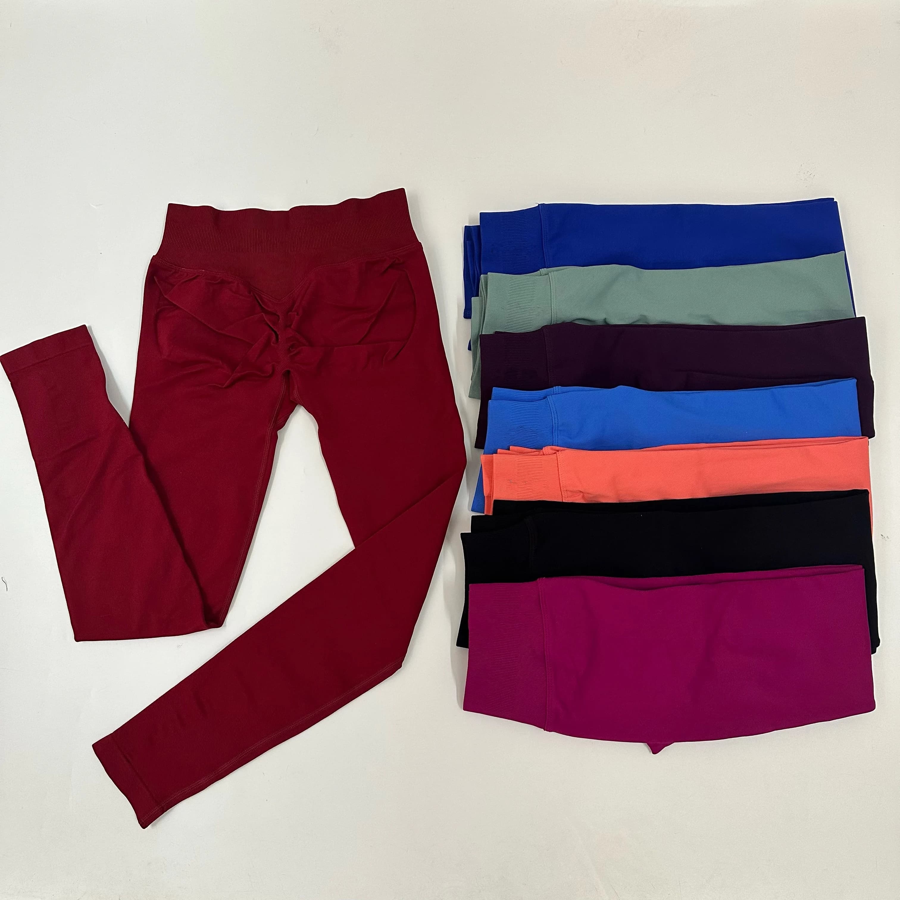 No Logo Yoga Leggings for Women Seamless Yoga Pants Scrunch Butt Lifting Gym Leggings Low Ribbed Waistband Fitness Sports Tights