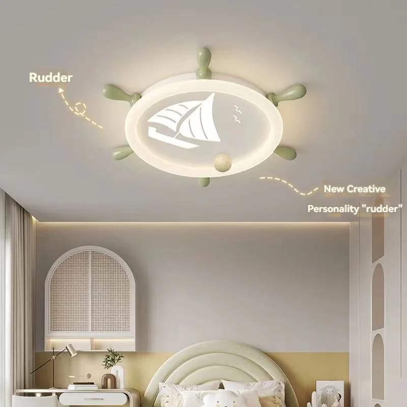 Led Ceiling Lamp For Children Kid Boys Room Bedroom Creative cartoon pirate rudder ceiling light  boys and girls room light