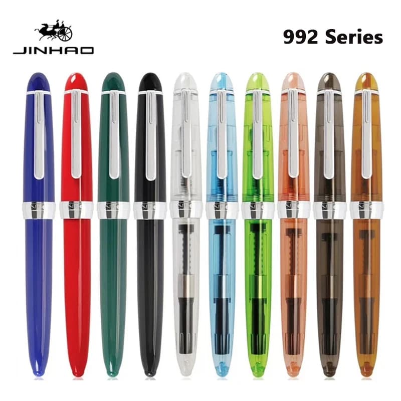 Jinhao 992 Fountain Pen Luxury Pen Elegant Calligraphy Ink Pens Transparent Color Writing Office School Supplies Stationery