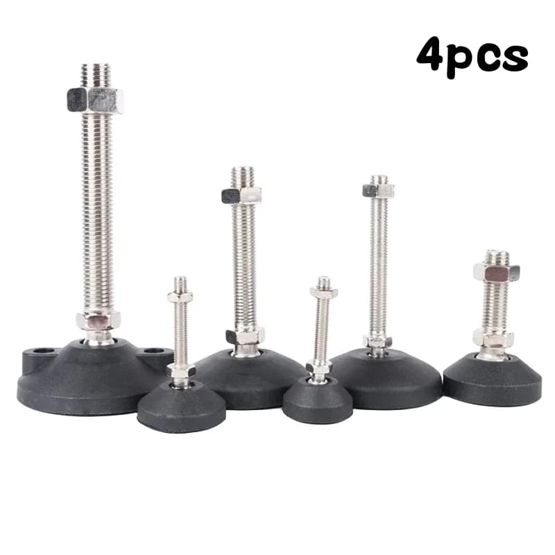 4pcs Universal Adjustable Furniture Levelling Feet M8/M10/M12 Screw Leg Stopper Swivel Base Articulating Lathe Legs Glide Pad