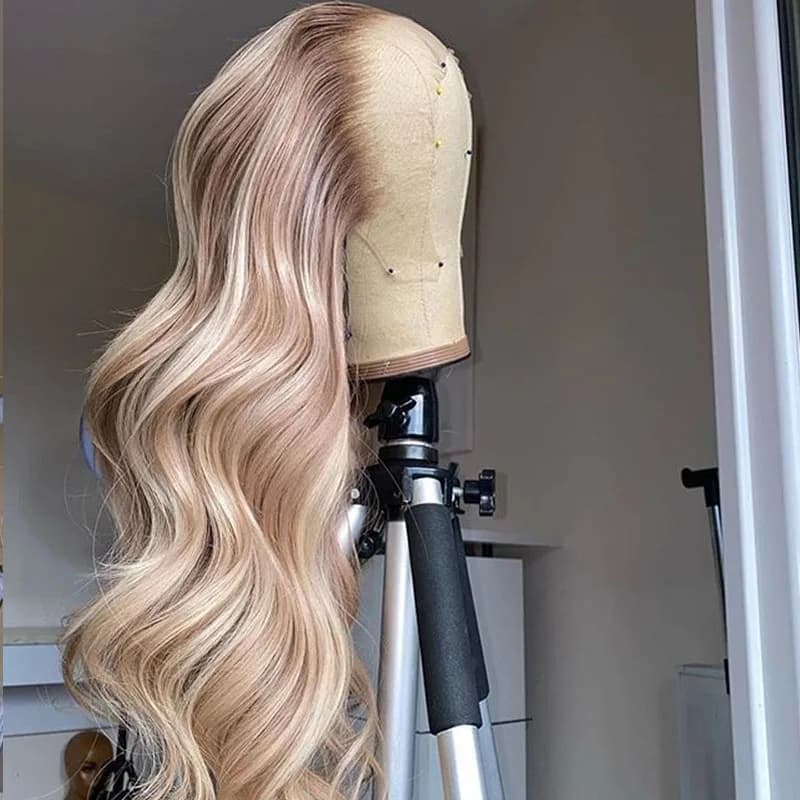 Soft 180Density 26Inch Highlight Ash Blonde Body Wave Long Lace Front Wig For Black Women Baby Hair Preplucked Daily Glueless