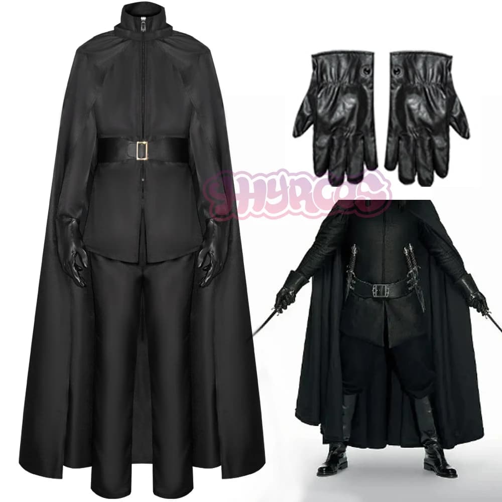 5PCS Movie V Cosplay Costumes Black Uniform Long Cloak Halloween Carnival Party Dressing for Men Women Outfit Suit Cosplay Prop